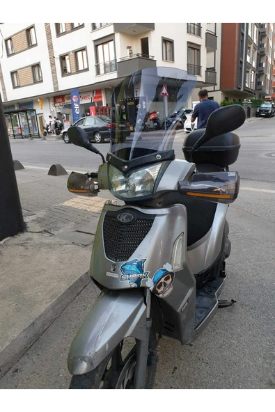 MOTOCAM Kymco People S 200 Siperlik Ön Cam 2011 Model 48cm Füme Renkli 4mm UZUN CAM - Resim 2