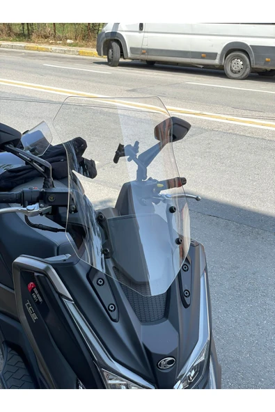 MOTOCAM Kymco DTX 360 Siperlik Ön Cam 2021-2023 Model 55cm Şeffaf Renkli 4mm ORTA BOYLU CAM - Resim 2
