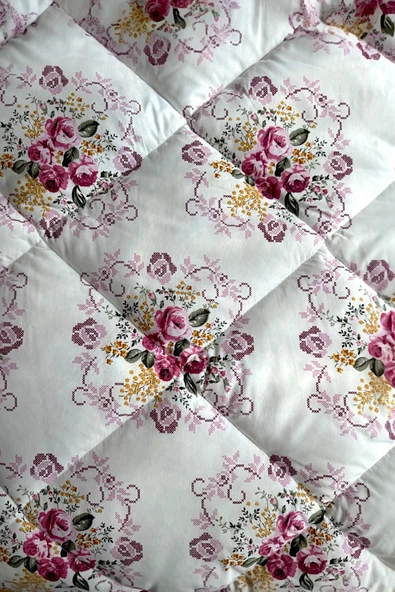 Alla Turca Çift Kişilik 4 Yastık Kılıflı Lastikli Çarşaflı Çift Taraflı Desenli Uyku Seti-Kanaviçe Gül Kurusu - 5