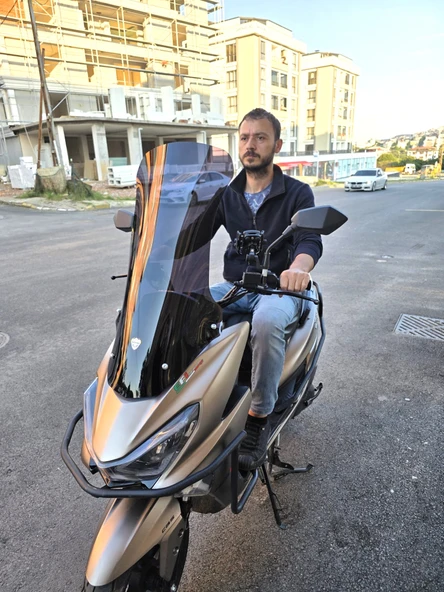 MOTOCAM RKS Newlight PRO Siperlik Ön Cam 2023-2025 Model 75cm Siyah Renkli 4mm UZUN BOYLU - Resim 2