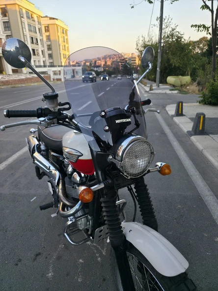 MOTOCAM Trıumph Scrambler 900 Siperlik Ön Cam 2005-2025 Model 45cm Füme Renkli 4mm - Resim 2