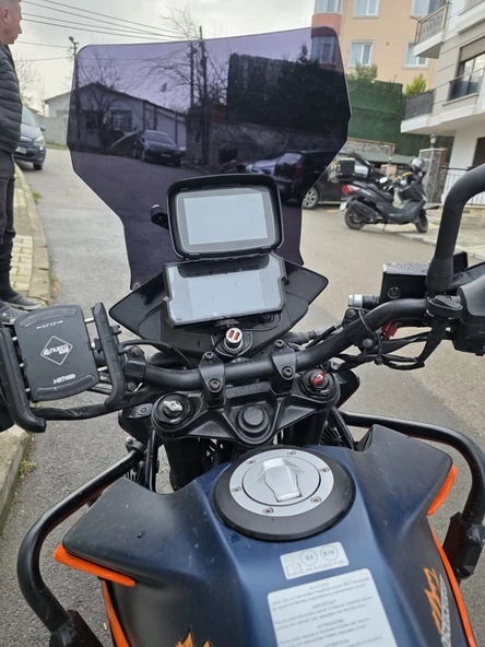 MOTOCAM KTM Duke 250-390 Siperlik Ön Cam 2013-2023 Model 57cm Siyah Renkli UZUN CAM - Resim 3