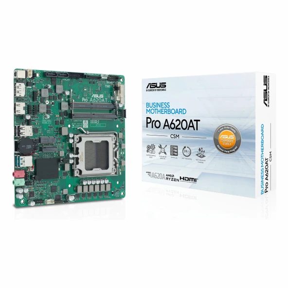 Asus Pro A620AT-CSM DDR5 (4800MHz)OC M.2 HDMI/DP PCIe 4.0 AM5 mITX Anakart ürün görseli 1