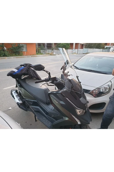 MOTOCAM Kymco DTX 360 Siperlik Ön Cam 2021-2023 Model 65cm Şeffaf Renkli 4mm UZUN CAM - Resim 3