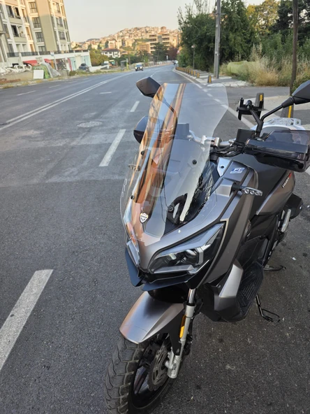 MOTOCAM RKS Reale 125 Siperlik Ön Cam 2023-2025 Model 55cm Şeffaf Renkli 4mm KISA SPOR CAM - Resim 3