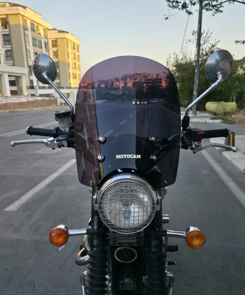 MOTOCAM Trıumph Scrambler 900 Siperlik Ön Cam 2005-2025 Model 45cm Siyah Renkli 4mm ürün görseli