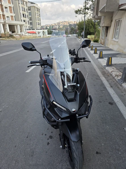 MOTOCAM RKS Lince 125 Siperlik Ön Cam 2021-2025 Model 55cm Şeffaf Renkli 4mm KISA SPOR CAM - Resim 2