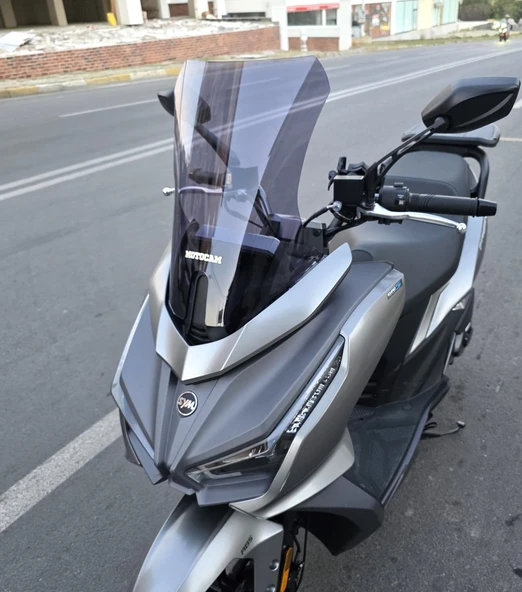 MOTOCAM Sym JET 14 EVO 200 PLUS Siperlik Ön Cam 2023-2025 Model 45cm Füme Renkli 4mm - Resim 3