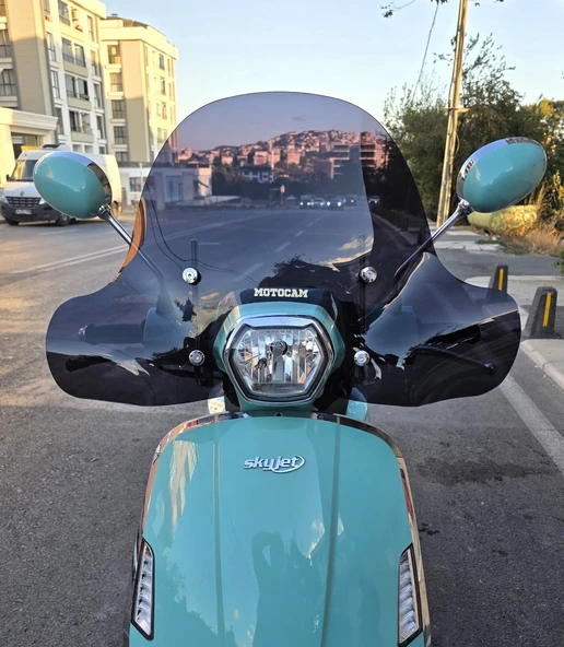 MOTOCAM Skyjet Bellina Ön Cam 2024-2025 Model 41cm Siyah Renkli 4mm Elcikli APARATSIZDIR ürün görseli
