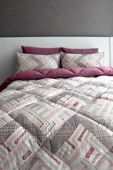 Alla Turca Çift Kişilik 4 Yastık Kılıflı Lastikli Çarşaflı Çift Taraflı Desenli Uyku Seti-Nova Gül Kurusu - 2