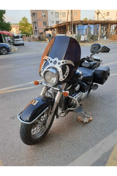 MOTOCAM Suzuki V-VL-C Siperlik Ön Cam 2001-2013 Model 61cm Siyah Renkli 4mm APARATSIZDIR - 2