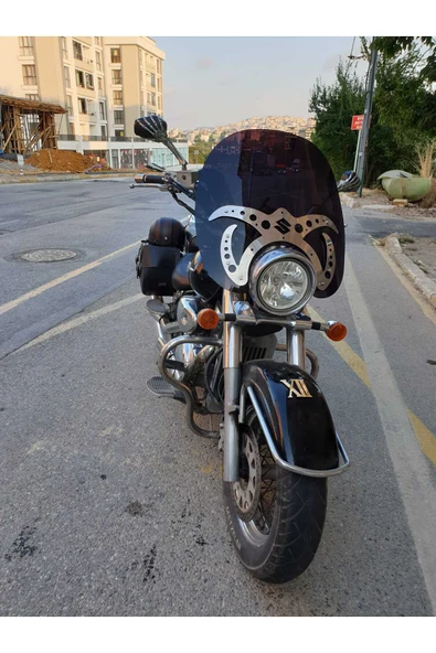 MOTOCAM Suzuki V-VL-C Siperlik Ön Cam 2001-2013 Model 61cm Siyah Renkli 4mm APARATSIZDIR - 3
