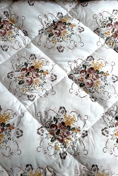 Alla Turca Çift Kişilik 4 Yastık Kılıflı Lastikli Çarşaflı Çift Taraflı Desenli Uyku Seti-Kanaviçe Sütlü Kahve - 4