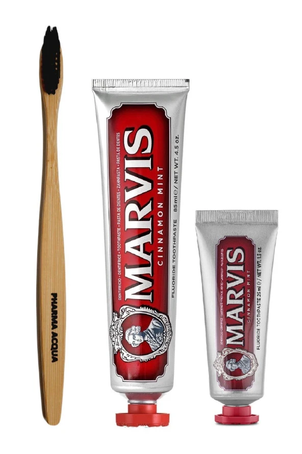 Pharma Acqua Bambu Diş Fırçası + Marvis Cinnamon Mint 2li 85 ml + 25 ml