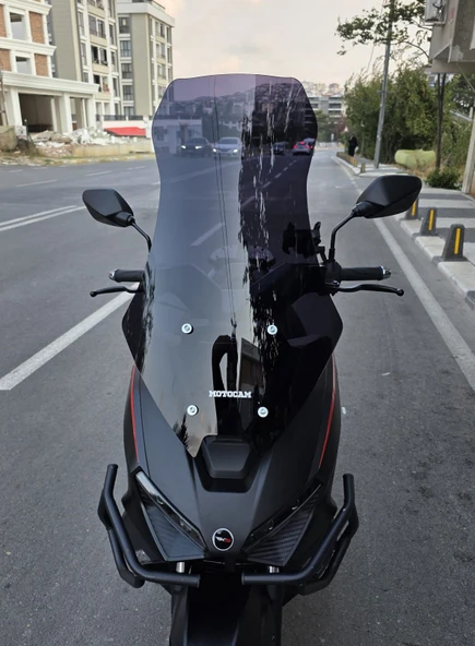 MOTOCAM RKS Lince 125 Siperlik Ön Cam 2021-2025 Model 65cm Siyah Renkli 4mm ORTA BOYLU - 1