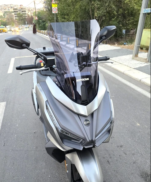 MOTOCAM Sym JET 14 EVO 200 PLUS Siperlik Ön Cam 2023-2025 Model 45cm Füme Renkli 4mm - Resim 2