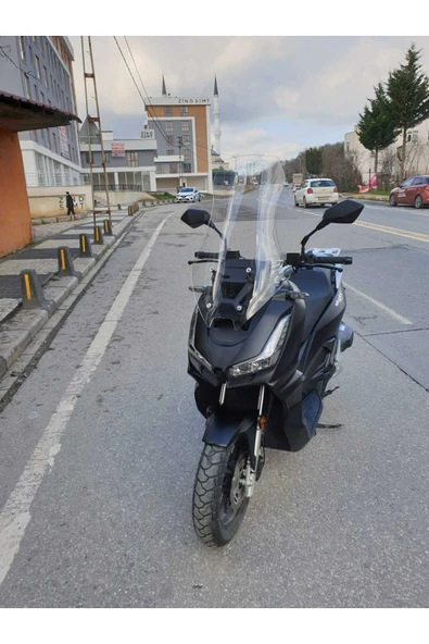 MOTOCAM Skyjet Rivero 125 Siperlik Ön Cam 2025 Model 57cm Şeffaf Renkli 4mm KISA SPOR CAM - Resim 3