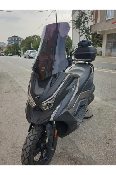 MOTOCAM Kymco DTX 360 Siperlik Ön Cam 2021-2023 Model 65cm Siyah Renkli 4mm ORTA BOYLU CAM - Resim 3