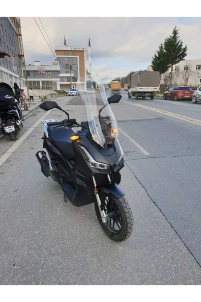 MOTOCAM Skyjet Rivero 125 Siperlik Ön Cam 2025 Model 68cm Şeffaf Renkli 4mm ORTA BOYLU CAM - Resim 2