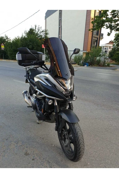 MOTOCAM Honda NC 700 750 X Siperlik Ön Cam 2021-2024 Model 59cm Siyah Renkli 4mm Uzun Geniş Cam - Resim 2