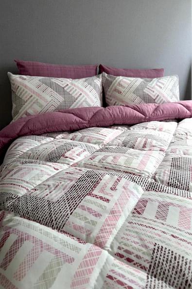 Alla Turca Çift Kişilik 4 Yastık Kılıflı Lastikli Çarşaflı Çift Taraflı Desenli Uyku Seti-Nova Gül Kurusu - 3