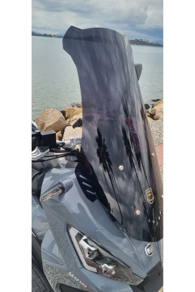 MOTOCAM Yuki Xway 125 Siperlik Ön Cam 2023-2025 Model 75cm Siyah Renkli 4mm UZUN CAM - Resim 2