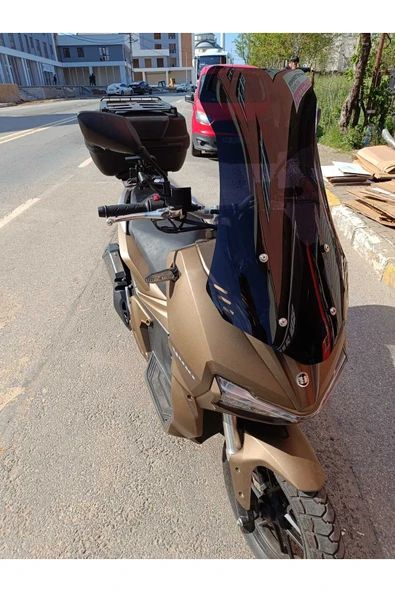 MOTOCAM Yuki Adventure 150 Siperlik Ön Cam 2023-2025 Model 75cm Siyah Renkli 4mm UZUN CAM - Resim 3