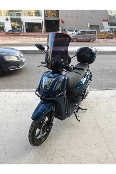 MOTOCAM Yuki Gentle 50 110 Siperlik Ön Cam 2025 Model 44cm Siyah Renkli 4mm APARATSIZDIR - Resim 2