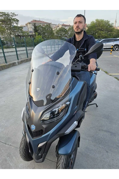 MOTOCAM Piaggio MP3 530 Siperlik Ön Cam 2023-2025 Model 60cm Şeffaf Renkli 4mm ORTA BOYLU - Resim 3