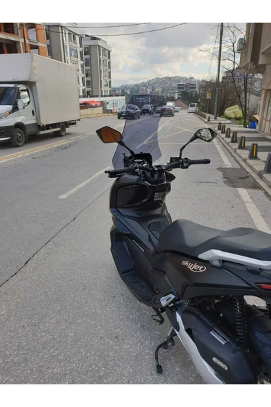 MOTOCAM Skyjet Rivero 125 Siperlik Ön Cam 2025 Model 57cm Füme Renkli 4mm KISA SPOR CAM - Resim 3