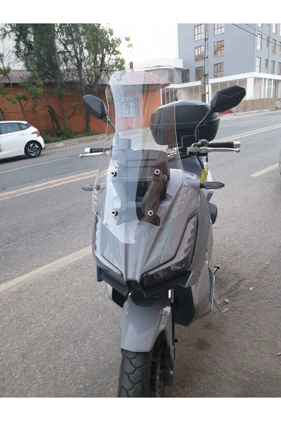 MOTOCAM Motolüx Wow 150  Siperlik Ön Cam 2023-2025 Model 55cm Şeffaf Renkli 4mm KISA SPOR CAM - Resim 3