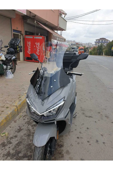 MOTOCAM Mondial Strada 125 Siperlik Ön Cam 2023-2025 Model 75cm Şeffaf Renkli 4mm UZUN CAM - Resim 2