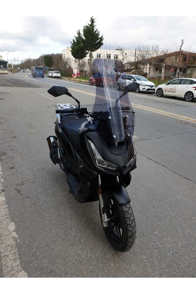 MOTOCAM Skyjet Rivero 125 Siperlik Ön Cam 2025 Model 57cm Füme Renkli 4mm KISA SPOR CAM - Resim 2