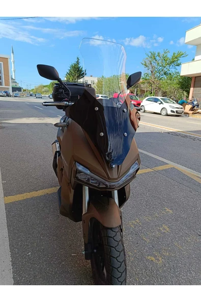 MOTOCAM Yuki Adventure 150 Siperlik Ön Cam 2023-2025 Model 78cm şeffaf Renkli 4mm UZUN CAM - Resim 3