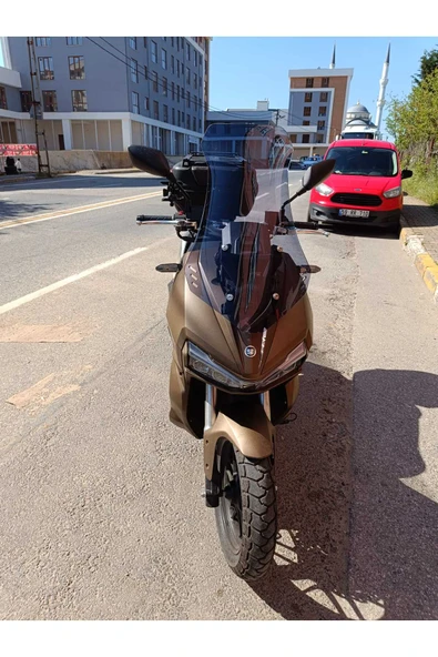 MOTOCAM Yuki Adventure 150 Siperlik Ön Cam 2023-2025 Model 75cm Füme Renkli 4mm UZUN CAM - Resim 3