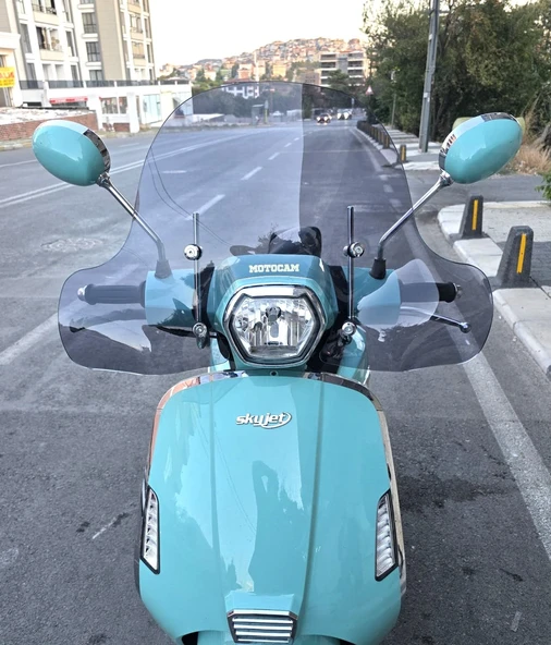 MOTOCAM Skyjet Bellina Ön Cam 2024-2025 Model 41cm Füme Renkli 4mm Elcikli APARATSIZDIR ürün görseli