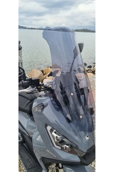 MOTOCAM Yuki Xway 125 Siperlik Ön Cam 2023-2025 Model 75cm Füme Renkli 4mm UZUN CAM - Resim 3