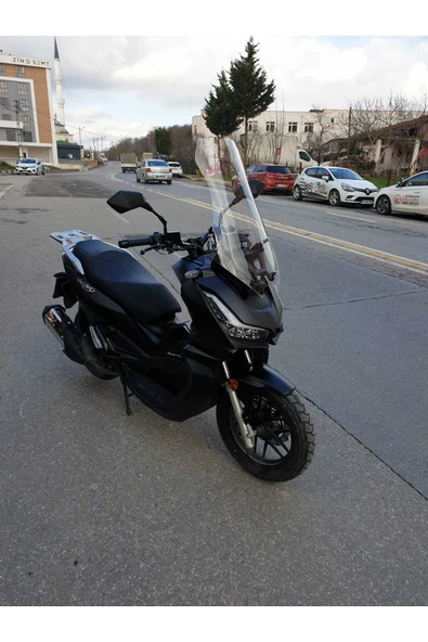 MOTOCAM Skyjet Rivero 125 Siperlik Ön Cam 2025 Model 57cm Şeffaf Renkli 4mm KISA SPOR CAM - Resim 2