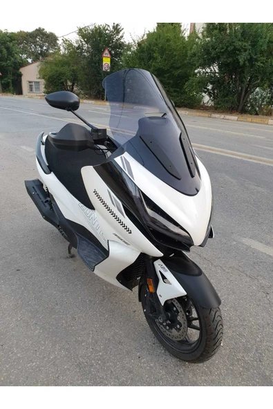 MOTOCAM Zontes 350 E Siperlik Ön Cam 2022-2023 Model 70cm Füme Renkli 4mm - Resim 3