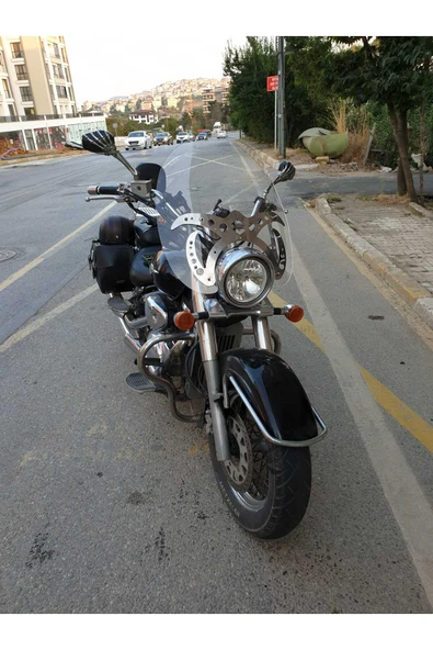 MOTOCAM Suzuki V-VL-C Siperlik Ön Cam 2001-2013 Model 61cm Şeffaf Renkli 4mm APARATSIZDIR - Resim 2