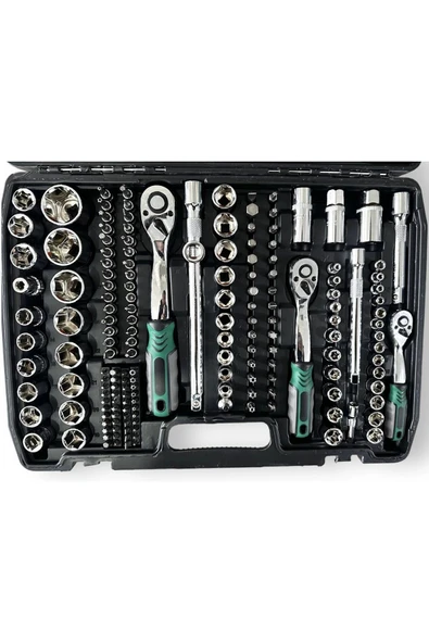 Tam Profesiyonel Germany 72 Diş Eğik Cırcır 216 Parça Lokma Takımı Oto Tamirci Tam Set 1/2-3/8-1/4 - 4