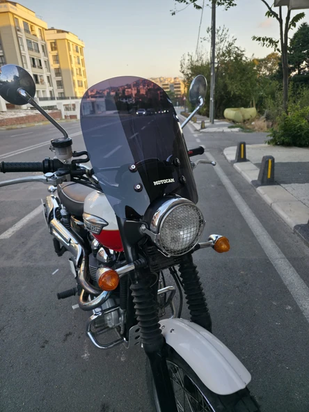 MOTOCAM Trıumph Scrambler 900 Siperlik Ön Cam 2005-2025 Model 45cm Siyah Renkli 4mm - Resim 2