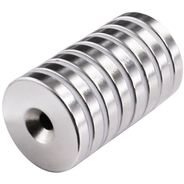 2 Adet 25x10/5x5,5 mm Neodyum Mıknatıs Havşa Delikli Magnet Vida Atılabilir N35 Nikel Paslanmaz - 2
