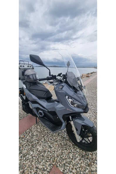 MOTOCAM Yuki Xway 125 Siperlik Ön Cam 2023-2025 Model 75cm Şeffaf Renkli 4mm UZUN CAM - Resim 3