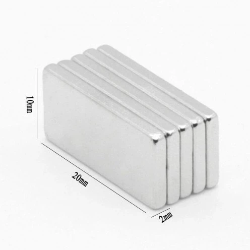20×10×2 mm N35 Neodyum Mıknatıs – Köşeli, Nikel Kaplama (50’li Set) ürün görseli