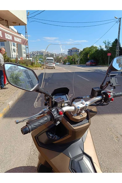 MOTOCAM Yuki Adventure 150 Siperlik Ön Cam 2023-2025 Model 55cm Şeffaf Renkli 4mm KISA SPOR CAM - Resim 3