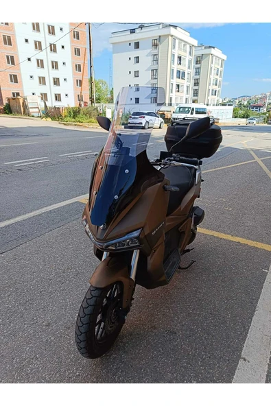 MOTOCAM Yuki Adventure 150 Siperlik Ön Cam 2023-2025 Model 78cm Füme Renkli 4mm UZUN CAM - Resim 2