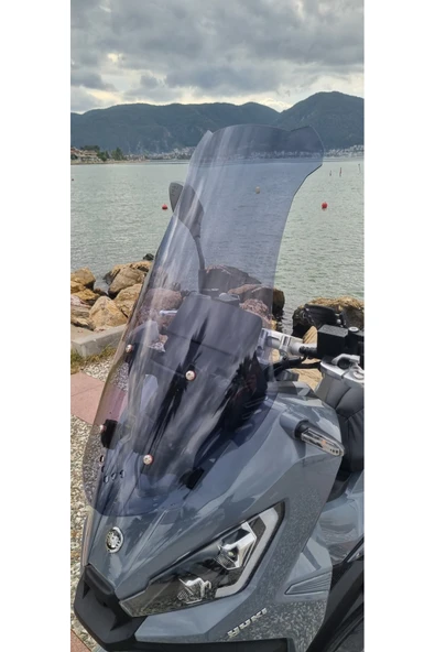 MOTOCAM Yuki Xway 125 Siperlik Ön Cam 2023-2025 Model 75cm Füme Renkli 4mm UZUN CAM - Resim 2