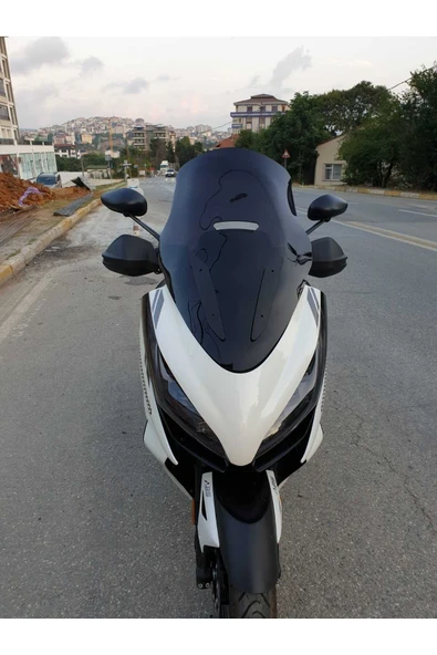 MOTOCAM Zontes 350 E Siperlik Ön Cam 2022-2023 Model 70cm Siyah Renkli 4mm - 1