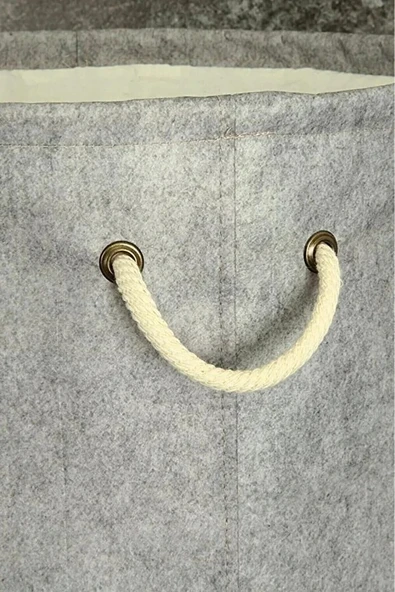 Keçe Yuvarlak Torbalı Oyuncak, Çamaşır Sepeti Oda, Banyo Düzenleyici Gri - 2